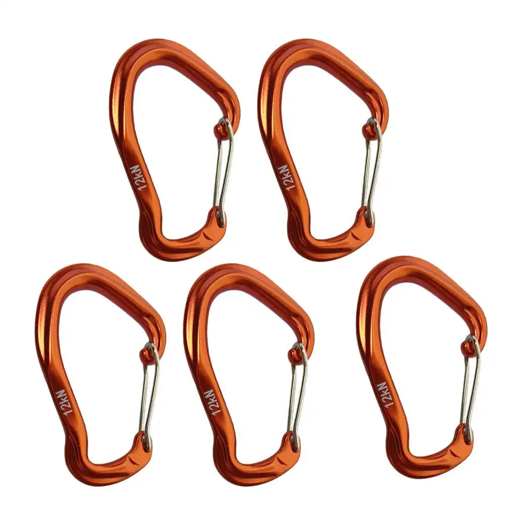 12KN Climbing Carabiner Aluminum Alloy Wire Gate Locking Camping Hammock Hooks Backpack Key Clip Mountaineering Quickdraw Gear Oasis Select 5pcs