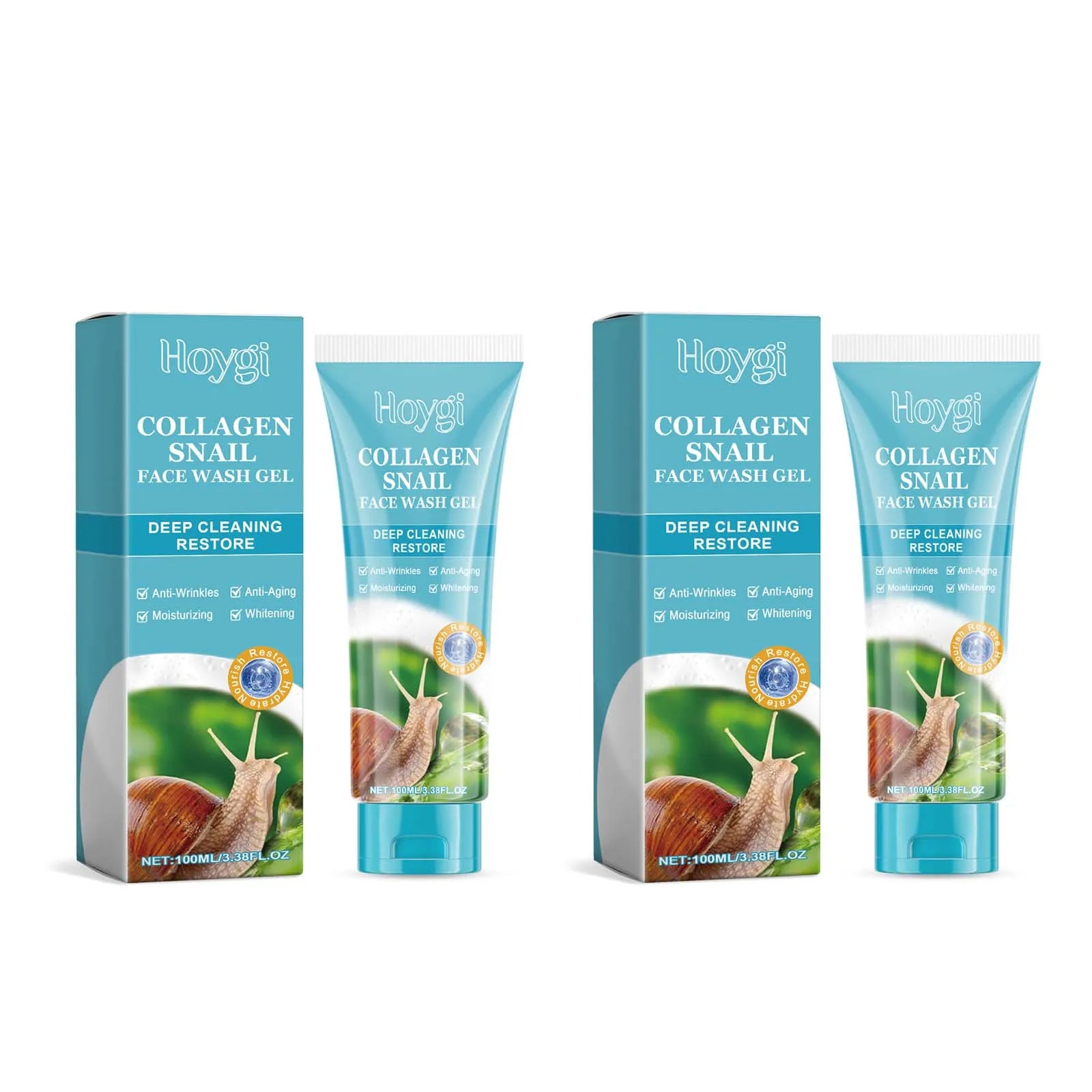 Hoygi Collagen Snail Cleansing Gel – Pore Minimizing Cleanser Facial Cleansing Gel Oasis Select 2Pcs