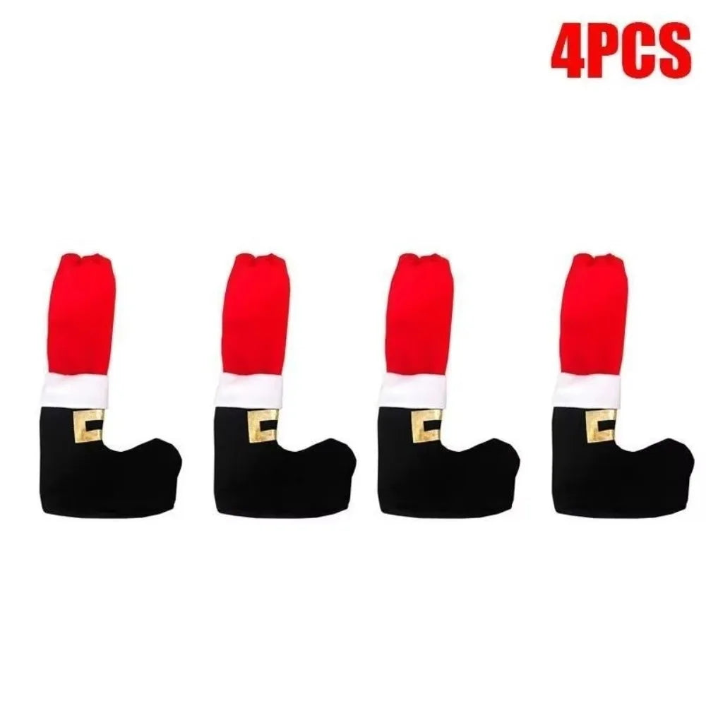 4PCS Anti Slip Christmas Table Chair Leg Cover Santa Claus Boots Covers Happy New Year Furniture Leg Pad Merry Christmas Decors Oasis Select 4PCS