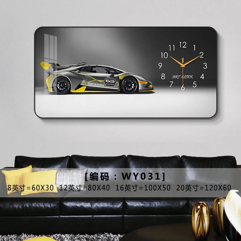 Car Clock Living Room Creative E-sports Room Silent Clock Auto Repair Beauty Shop Personality Art Decorative Painting Wall Clock Oasis Select WY031 80cm x 40cm