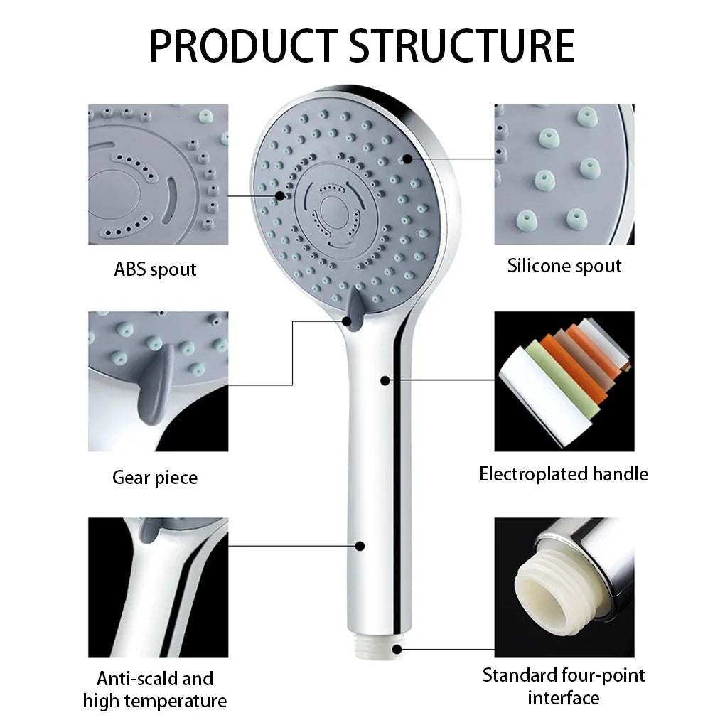 Bathroom Sprayer Shower Jetting Shower Head Water Saving Handheld Adjustable 5 Modes SPA Shower Bath Head Bathroom Accessories Oasis Select