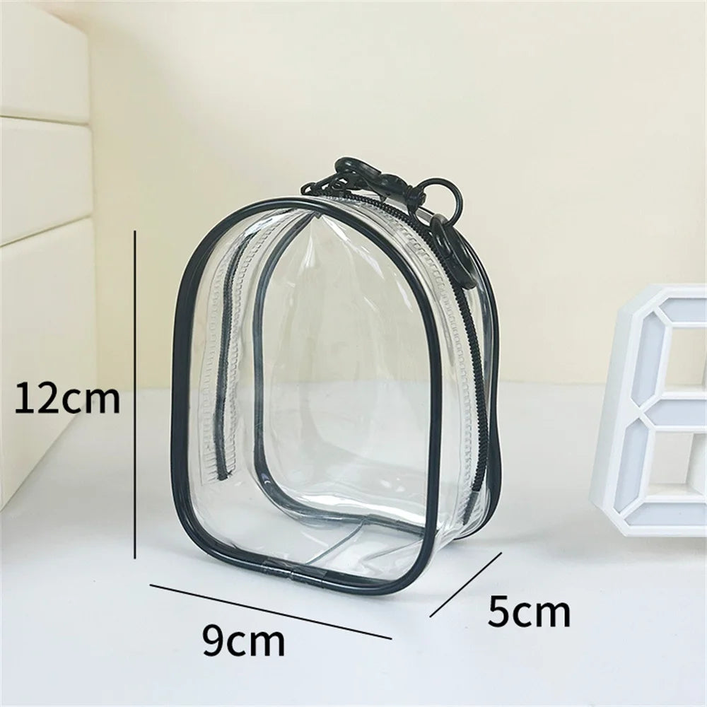 12cm PVC Transparent Storage Bag with Keychain Multicolor Cartoon Doll Display Box Dustproof Case Earphones Gift Organizer Bags Oasis Select Black