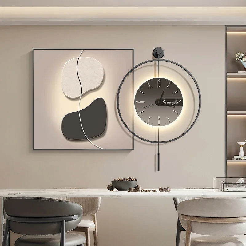 Modern Simple Restaurant Decoration Painting High-end Clock Hanging Painting Light Luxury Living Room Wall Decoration Clock Oasis Select