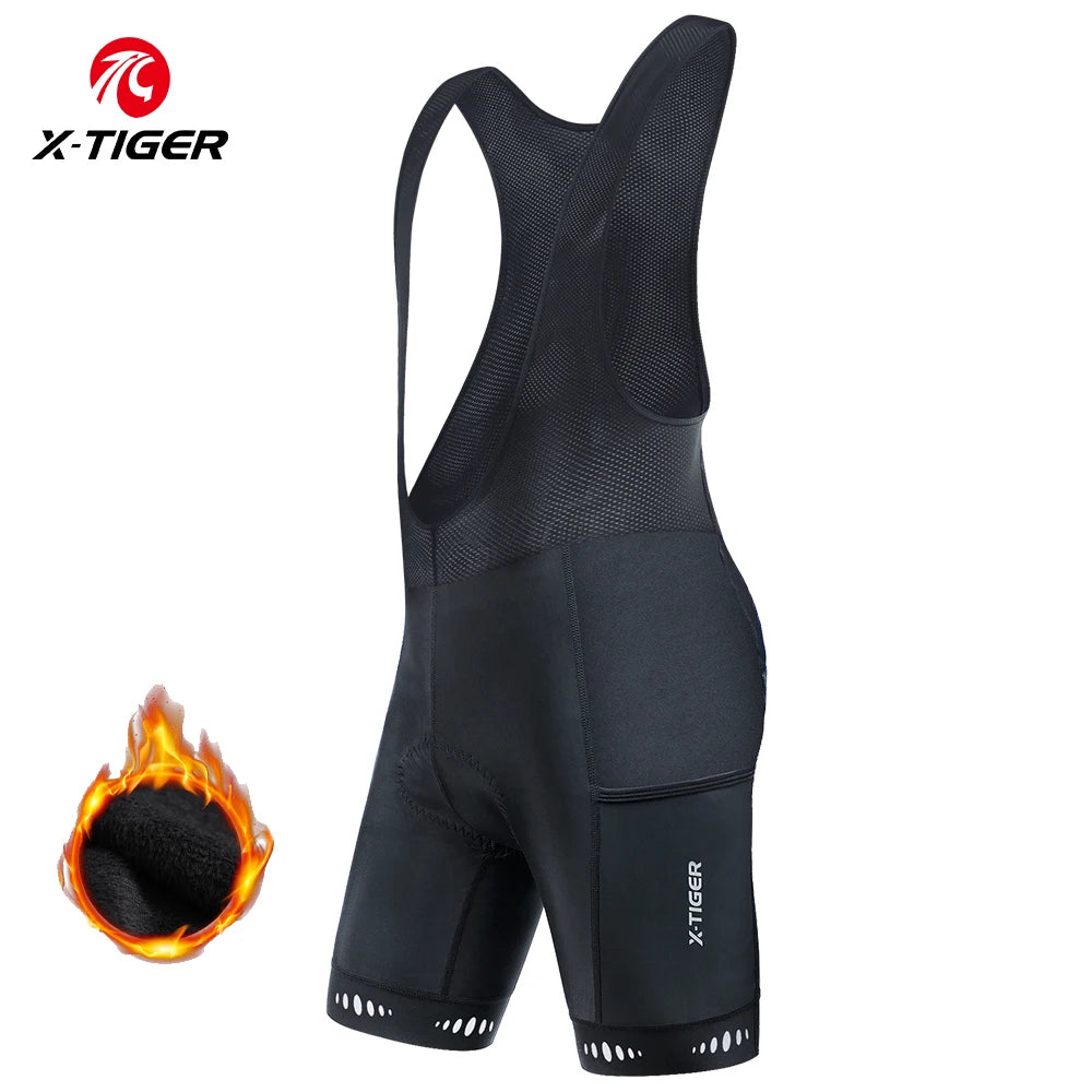 X-TIGER Winter Thermal Cycling Shorts 5D Gel Padded Cycling Shorts Men Mountain Road Cycling Bib Shorts for 5-15℃ Winter Warmth Oasis Select XM-ZDBK-34801 S