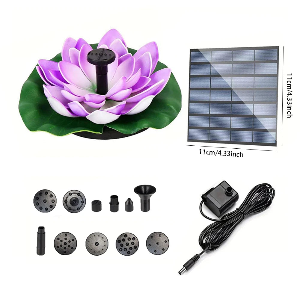 Lotus Solar Floating Fountain for Bird Bath, Pond & Garden Solar Garden Fountain Oasis Select