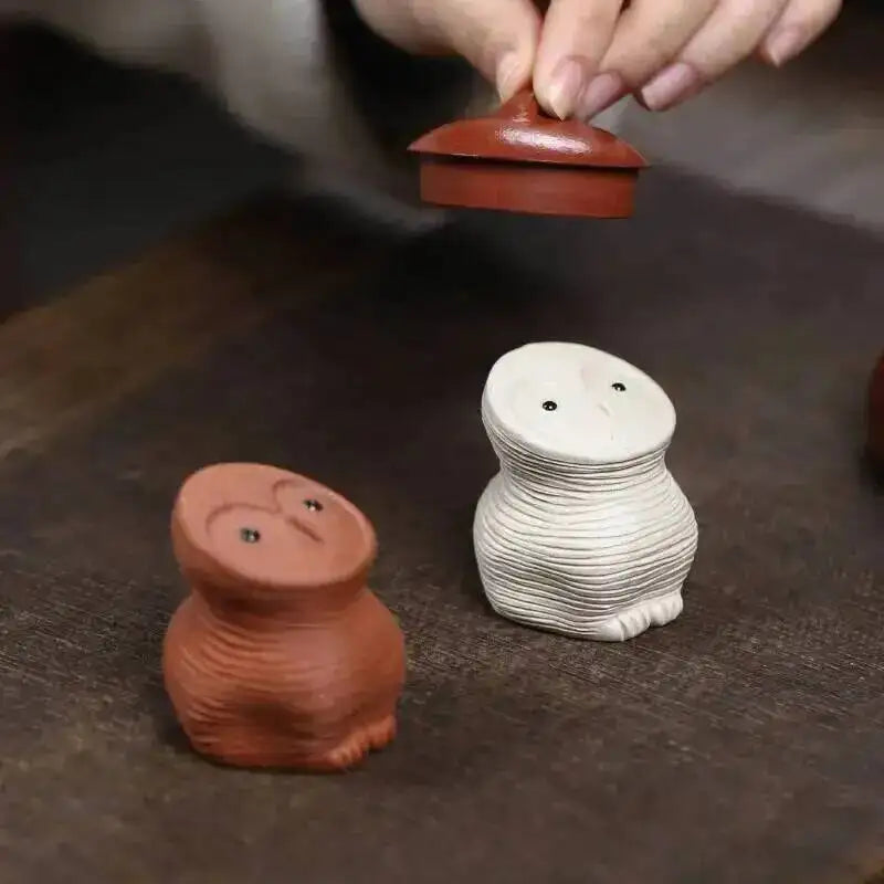 Yixing Zisha Tea Pet Owl Ornament Creative Handmade Sculpture Bird Tea play Tea Ceremony Accessories Ceramic Чаепитие Oasis Select