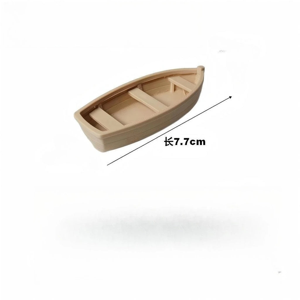 Floating Miniature Boat Micro Landscape Ornament Fish Tank Landscaping Special Home Living Room Desktop Mini Boat Ornament Decor Oasis Select Beige 7.7cm