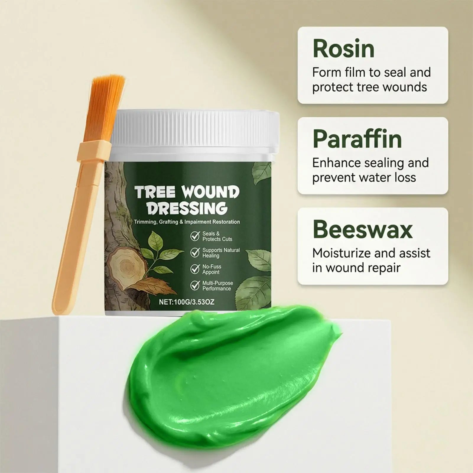 100g Tree Wound Bonsai Cut Paste Plant Restoring Regrowth Sealant Smear Agent Pruning Compound Sealer With Brush Tree Repair Oasis Select