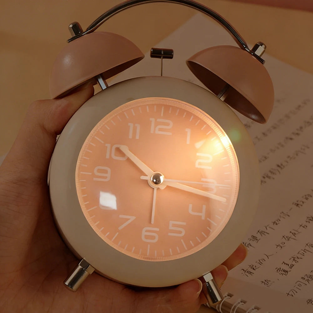 Retro Twin-Bell Alarm Clock – Silent, Loud & Night Light