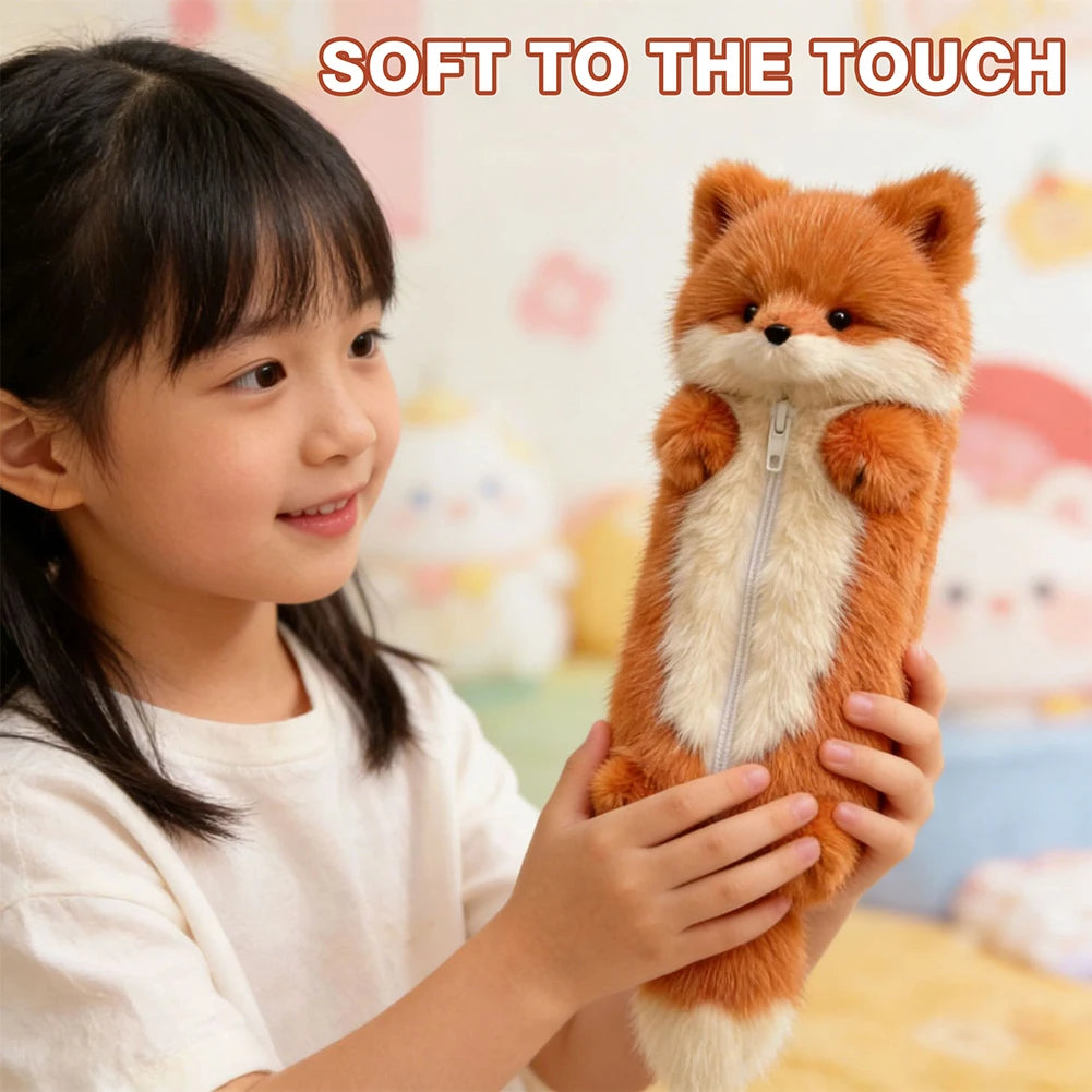 Plush Fox Pencil Case | Large Capacity Animal Stationery Pouch