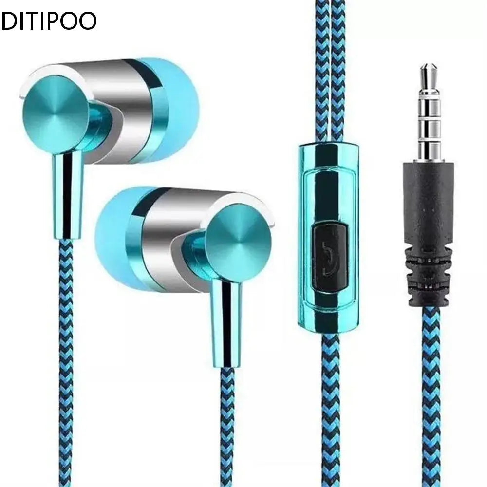 Universal In-ear Headset Braided Cord With Microphone 3.5mm Jack Bass Stereo Wired Control Sports Earphone For Smart Phone Oasis Select