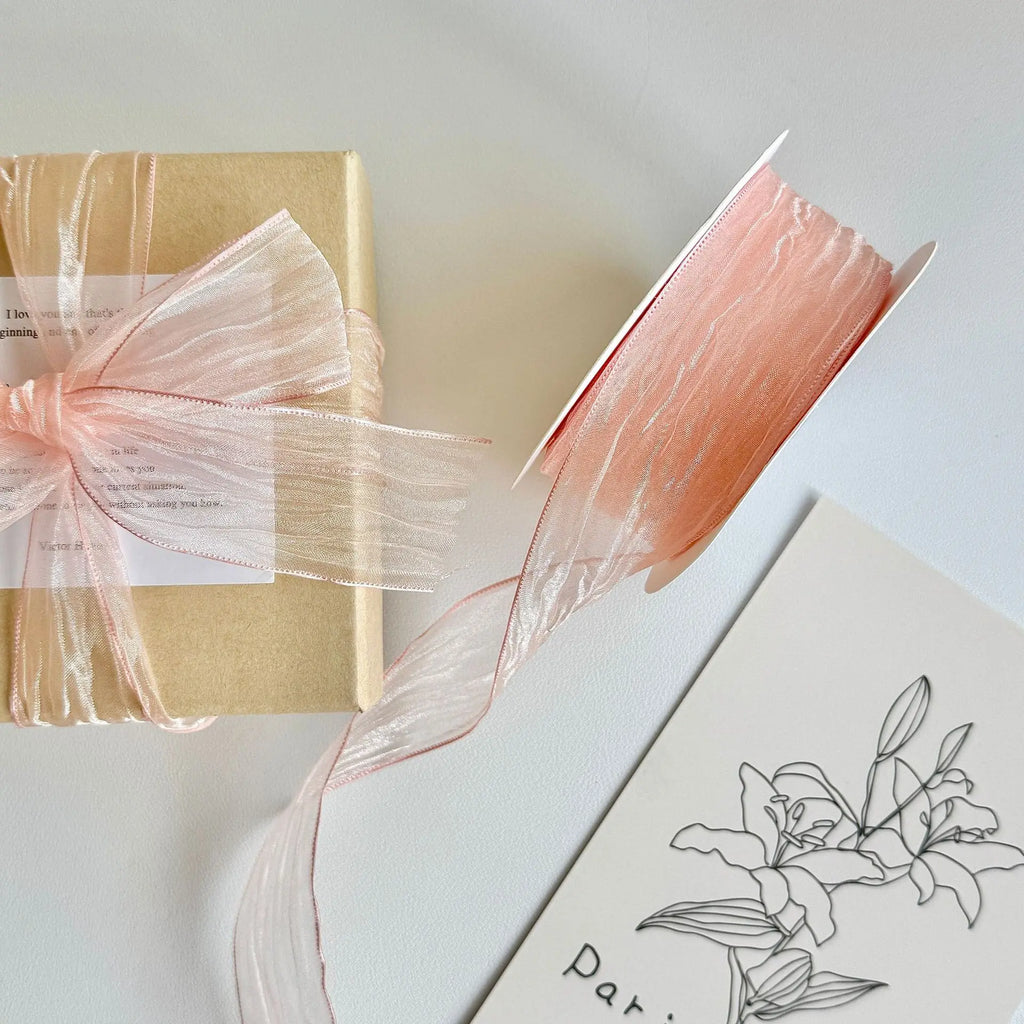 Double-sided Snow Gauze With Wavy Edges Ruffled Snow Gauze For DIY Handmade Gift Boxes, Flower Packaging Headwear Oasis Select 4cm10Yards--5