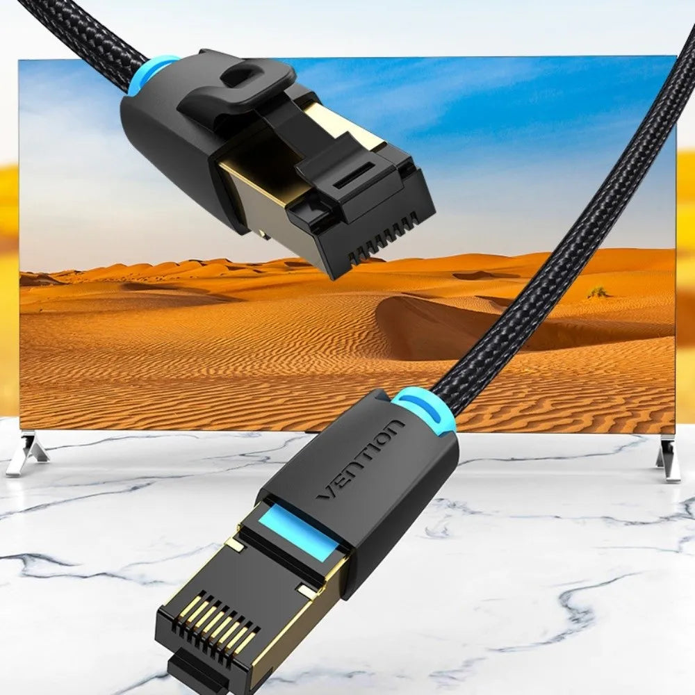 Copper Wire Ethernet Extension Cord Double Shield Durable CAT8 Ethernet Cable Round Head High Speed Cat 8 Patch Cable Laptop Oasis Select