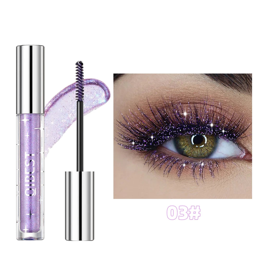 QiBest Glitter Mascara Silver Gold Purple – Waterproof 3 Colors