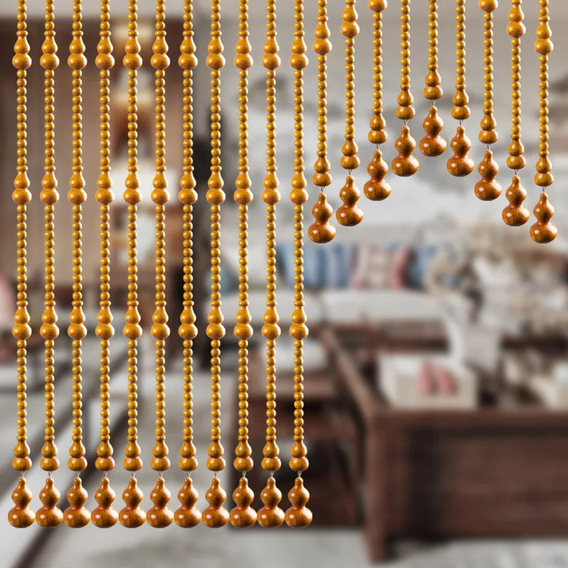 Peach wood gourd bead curtain door curtain partition porch bathroom living room Jufu household perforated decorative curtain Oasis Select