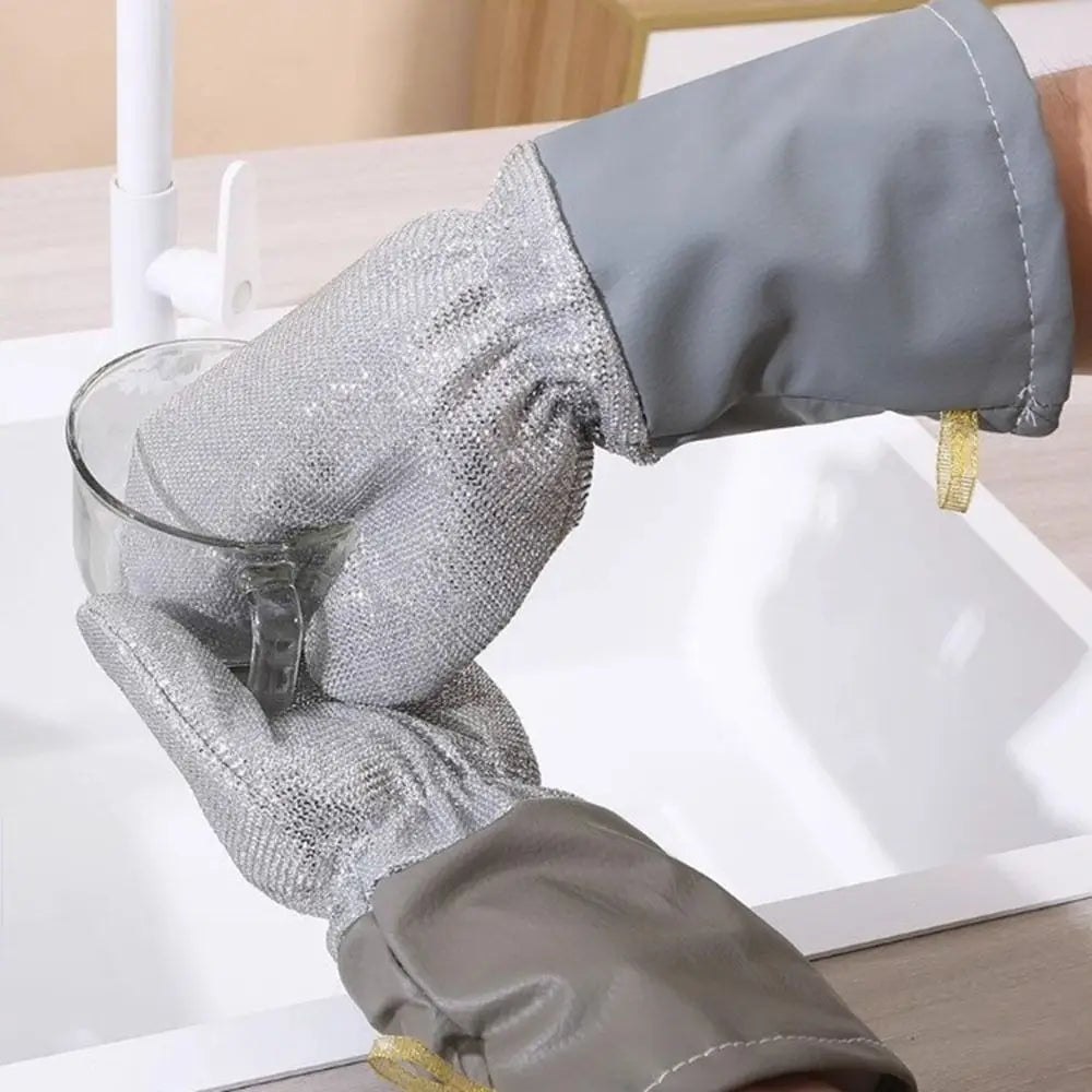 Thickened Silver Thread Dishwashing Gloves Non-stick Multi-functional Dishwashing Gloves Waterproof Kitchen Cleaning Gloves Oasis Select