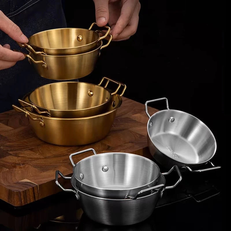 1pcs Stainless Steel Korean Style Pot Golden Sauce Dishes Appetizer Serving Dishes Sets Tray Spice Plates Kitchen Tableware Oasis Select