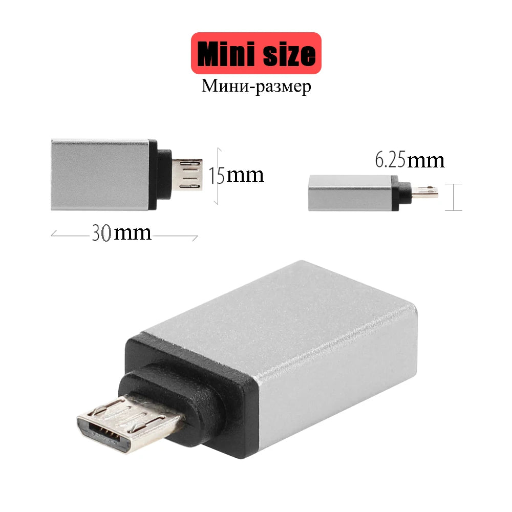 Micro USB OTG Adapter – Aluminum Alloy USB 3.0 Android Converter