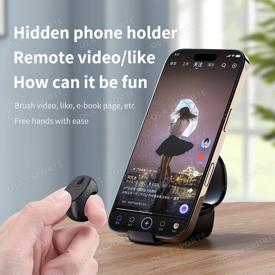 Bluetooth 5.3 Fingertip Scroll Ring – Selfie & Video Remote
