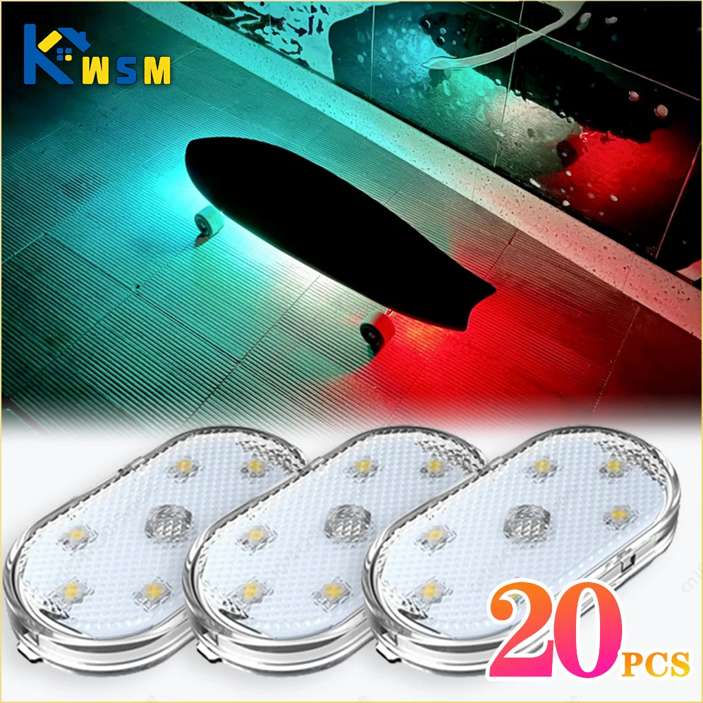 20PCS Skateboard Lights Longboard Fluorescent LED Flash Night Glowing USB Rechargable Scooter Board Underglow Lamp Decors Oasis Select