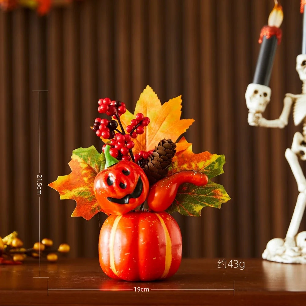 1pc Halloween decorations Pumpkin ornaments Artificial pumpkin maple leavesAutumn Party Harvest Festival Autumn home décor props Oasis Select Style 3
