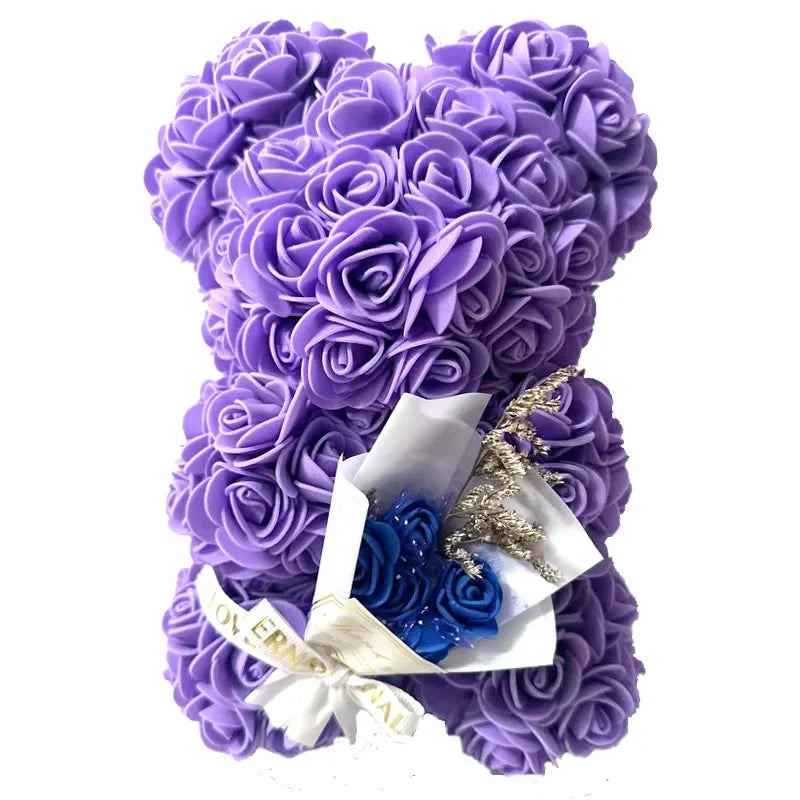 25cm Rose Flower Teddy Bear Gift Set In Premium Box Perfect Valentines Day Present For Her Mothers Birthday Anniversary Romantic Oasis Select without box 1