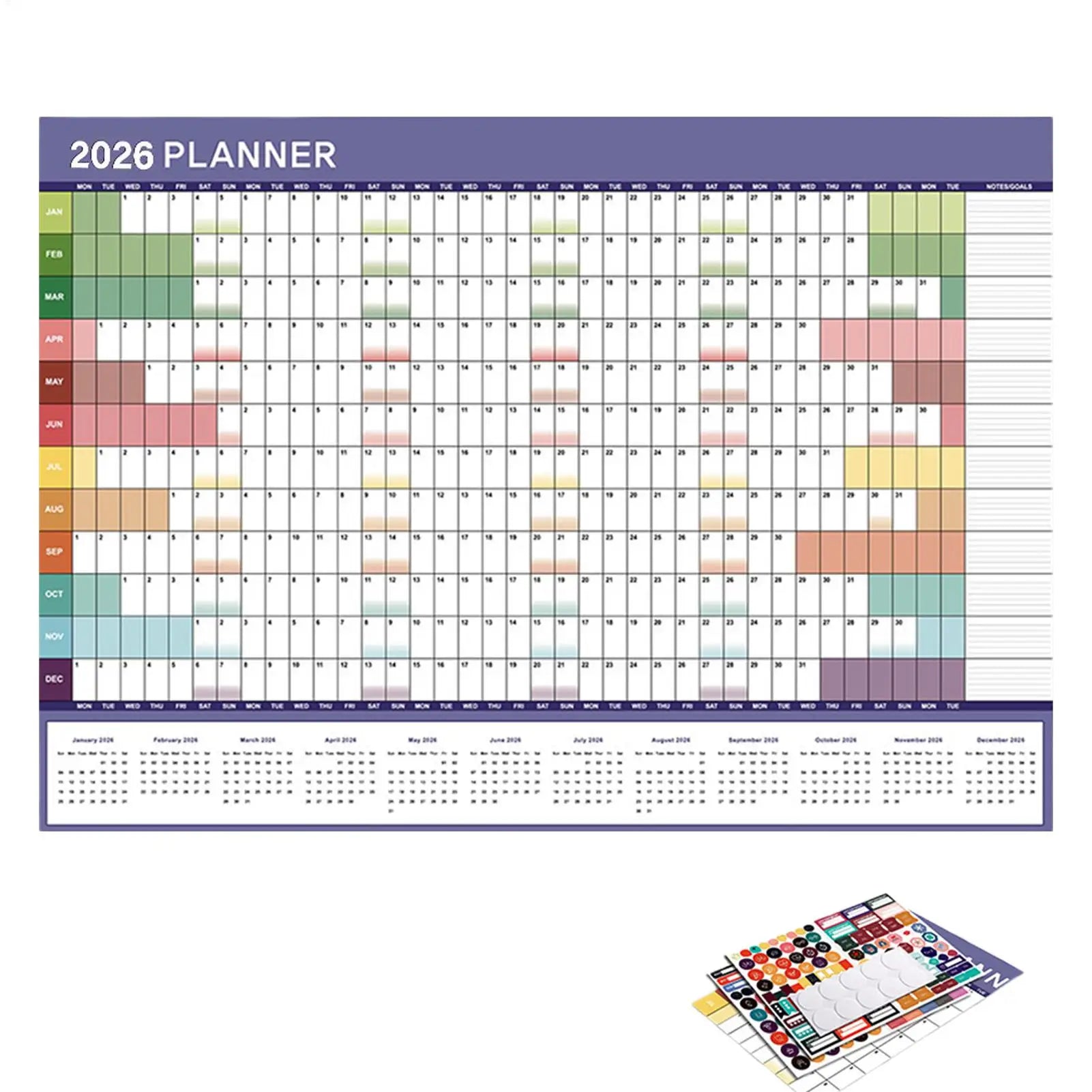 Yearly Calendar 2026 Monthly Wall Planner Reusable Planner Scheduling Organizer for Work Family Kids Dorm Desk Classroom School Oasis Select