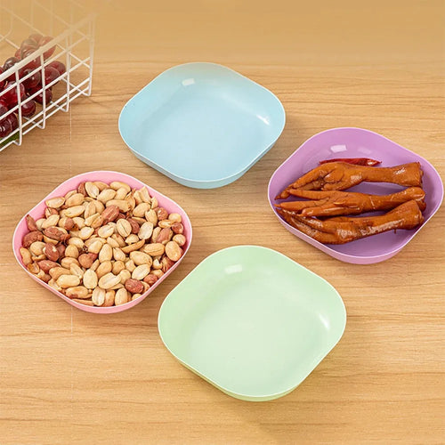 10-Piece Macaron Color Square Snack Plate Set with Stand Snack Plate Set Oasis Select