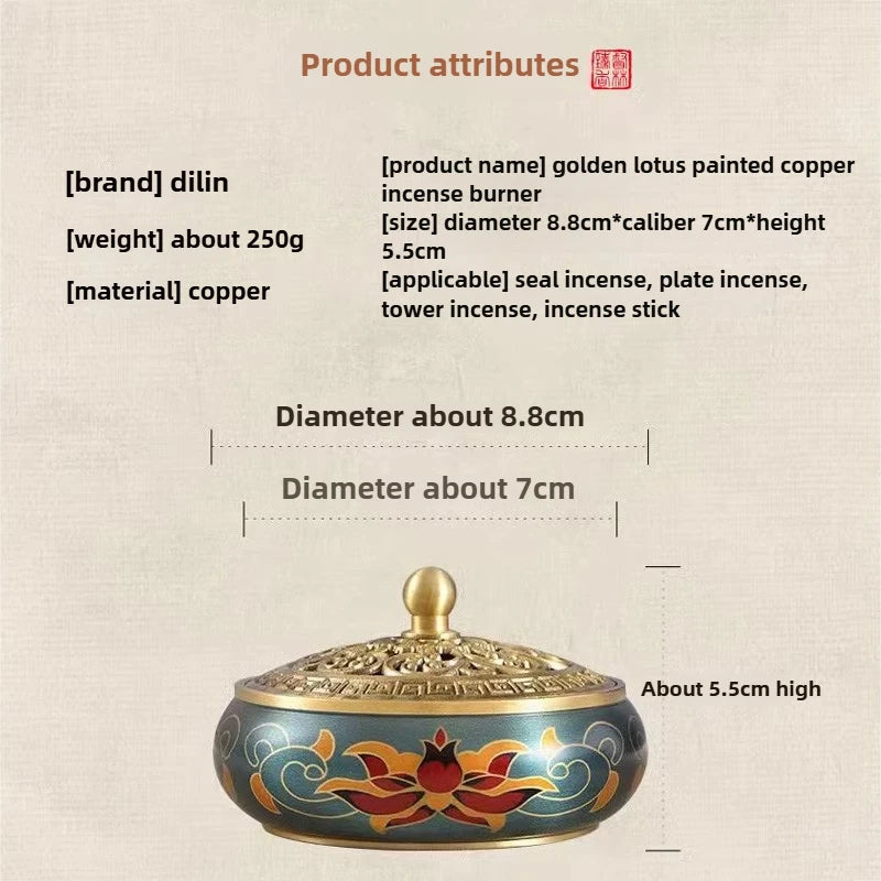 Copper Incense Burner Retro Niche Play Incense Seal Stove Indoor Sandalwood Pan Incense Burner Oasis Select
