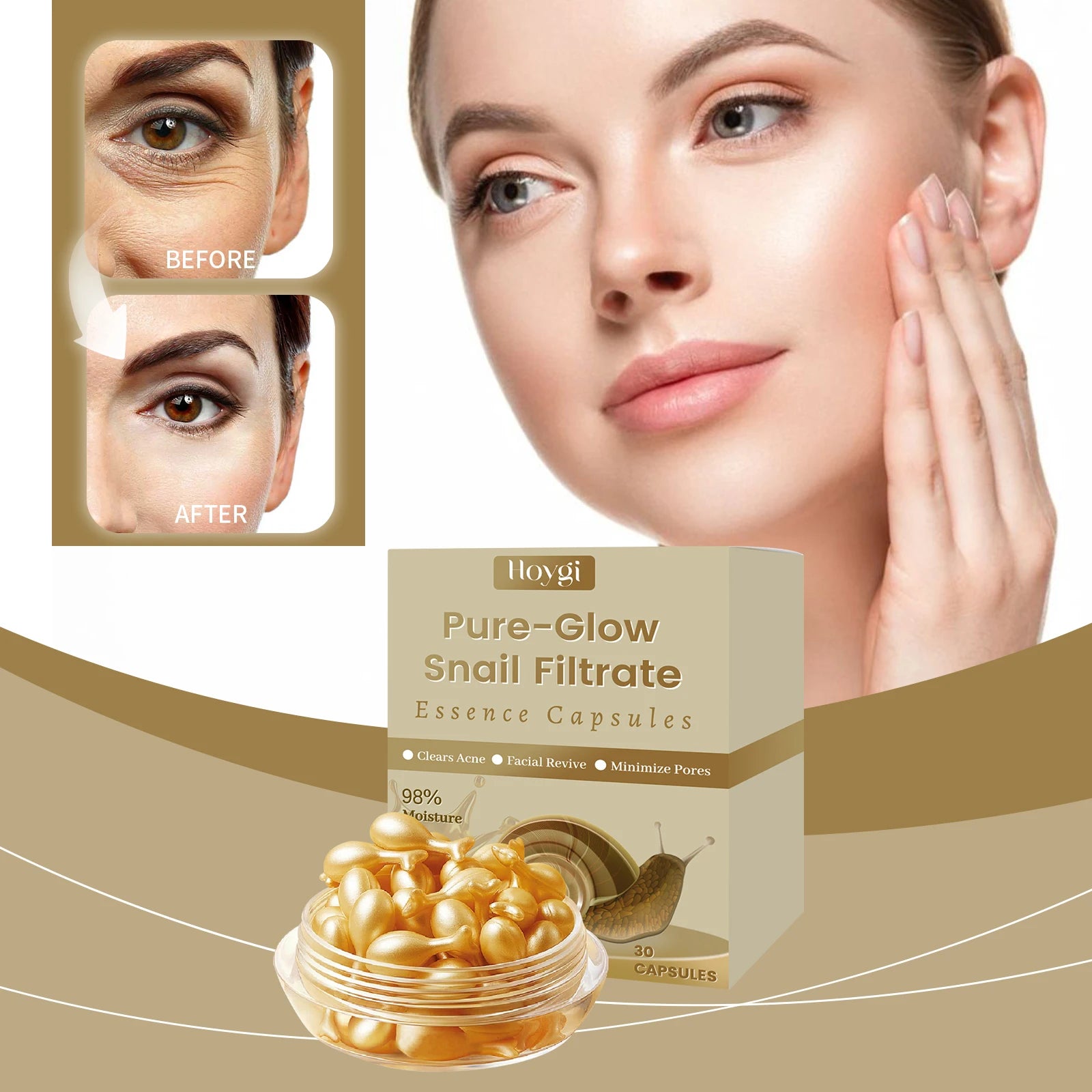 Hoygi Snail Essence Capsule Serum – Hyaluronic Acid & Collagen