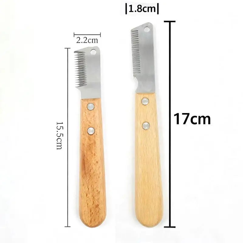 High Quality Professional Pet Hair Removal Knife Dog Comb Stainless Wooden Handle Stripping Hair Remover Grooming Accessories Oasis Select