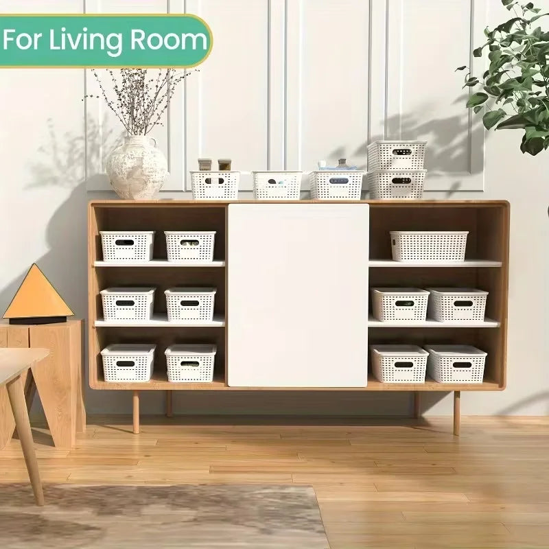 6 Stackable Storage Boxes with Lids, Space saving Storage Rack Container, Suitable for Home Office, Bedroom Perfect for Home Use Oasis Select