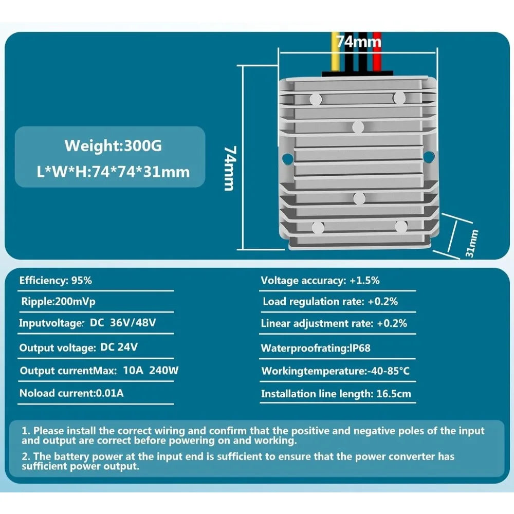 36V To 24V 10A Converter 48V To 24V Buck Converter Reducer Voltage Regulator Suitable For Waterproof Modules Of Car Golf Carts Oasis Select
