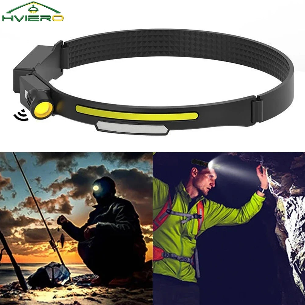 HVIERO COB LED Headlamp USB Rechargeable Waterproof Outdoor