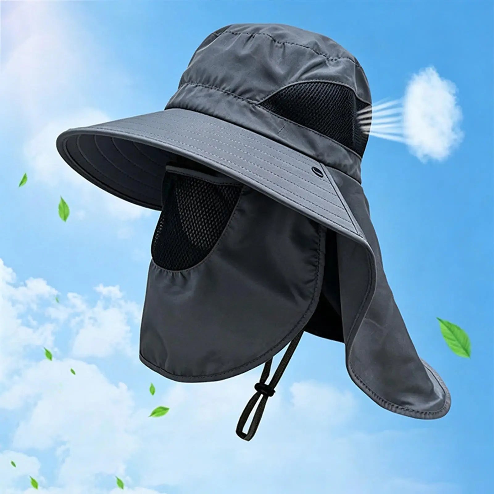 Fishing Hat Summer Sun Hats UV Protection Outdoor Fishing Caps For Hiking Camping Visor Bucket Hat Neck Flap Fisherman Hat Oasis Select