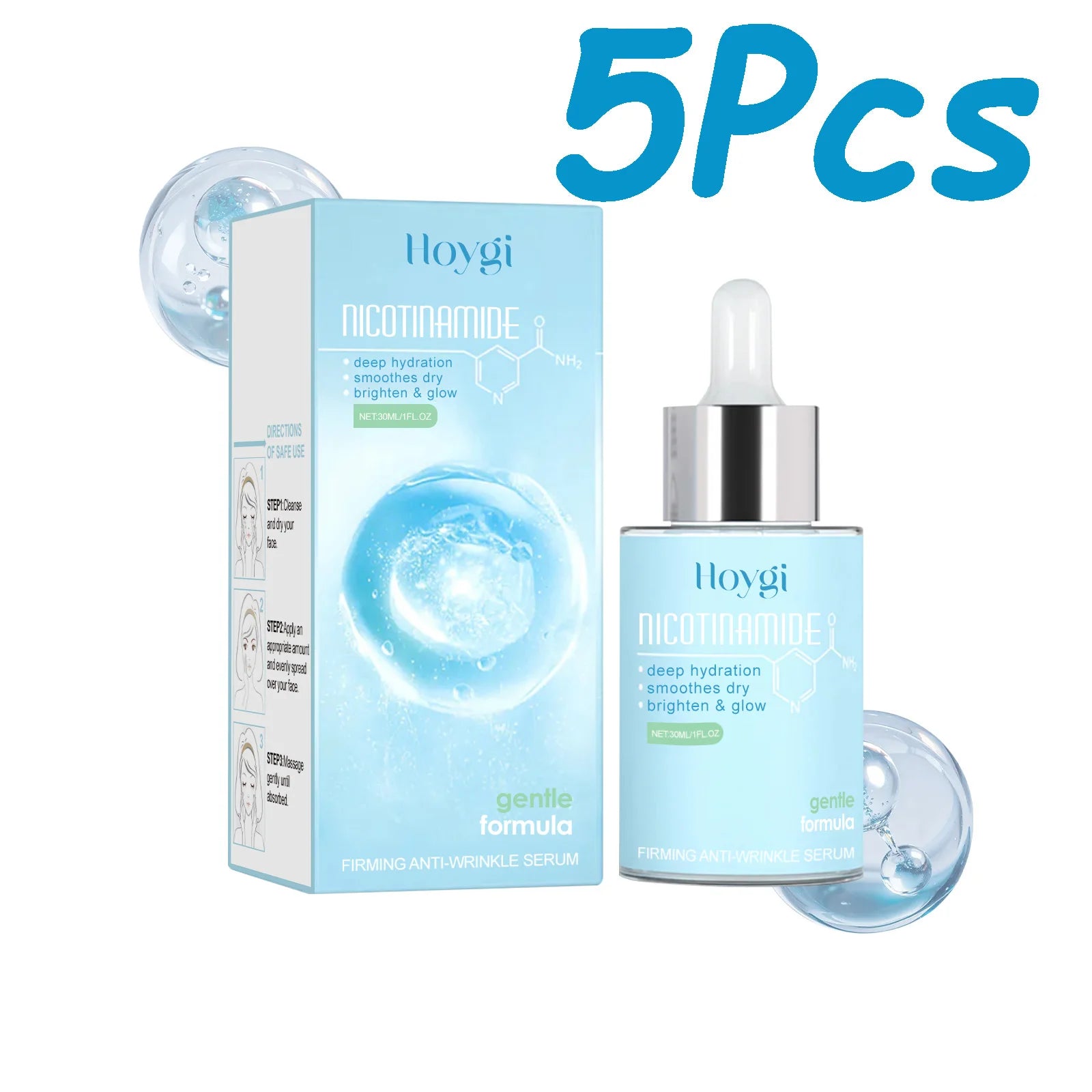 Firming Anti-Wrinkle Face Serum – Niacinamide & Hyaluronic Acid Anti-Wrinkle Face Serum Oasis Select 5 x 30ml Boxed