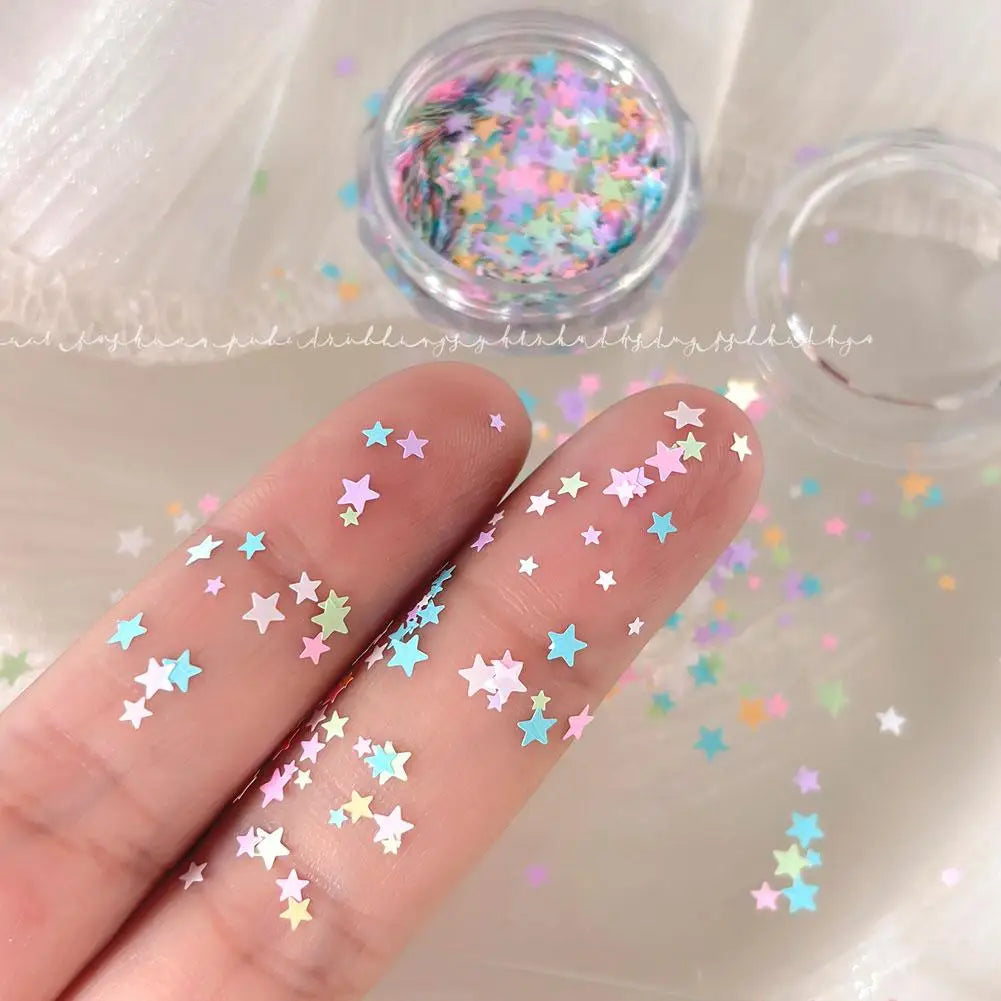 Heart & Star Nail Glitter Sequins – Colorful Manicure Decorations Nail Art Sequins Oasis Select
