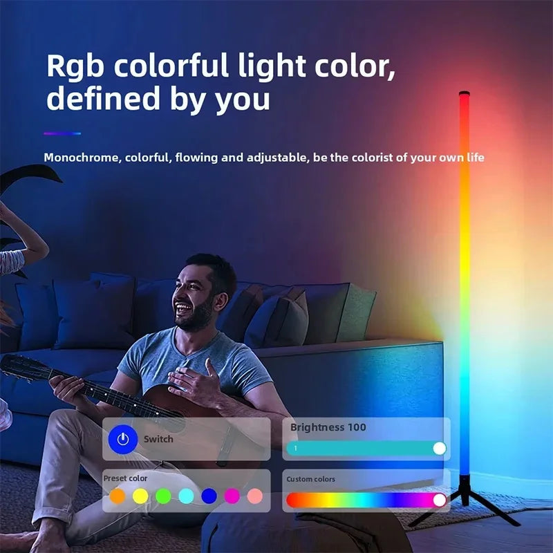 RGB LED Corner Floor Lamp – App & Remote, RGBIC Lighting