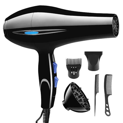 Dryer 2200W With Diffuser Black Dryer 2200W Powerful Hair Dryer With Dryer Attachments Styling Nozzles Pointed Tail Comb Flat Oasis Select