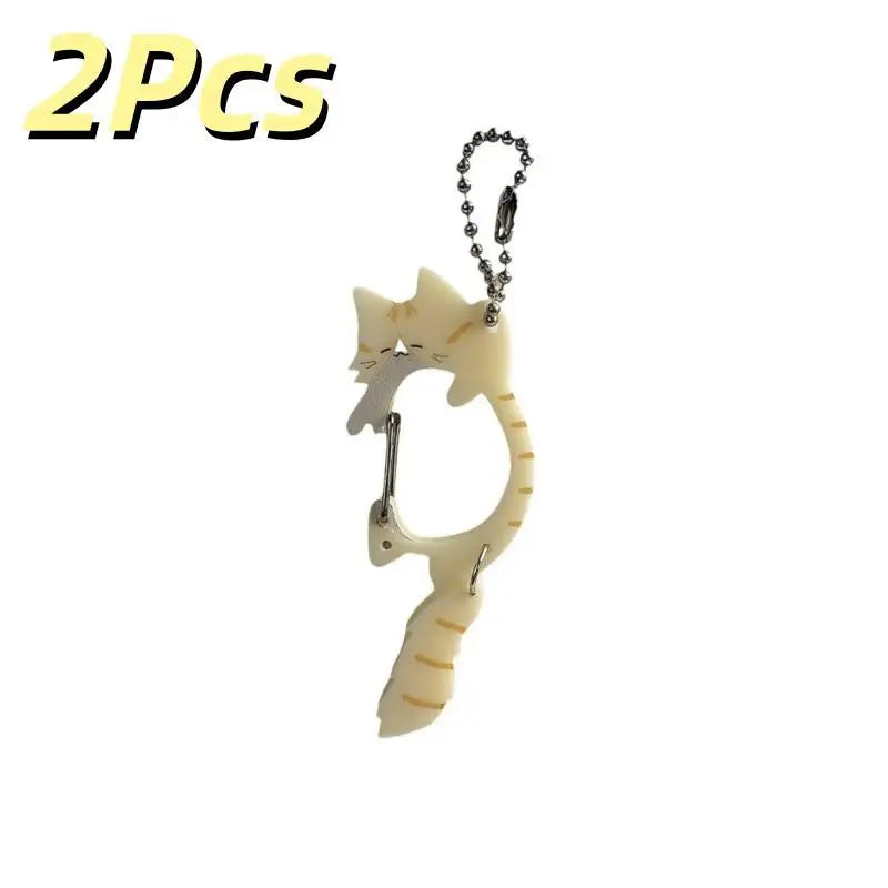 2-Pack Wagging Tail Cat Keychain | Cute Moving Pendant Carabiner Cat Keychain Pendant Oasis Select A1
