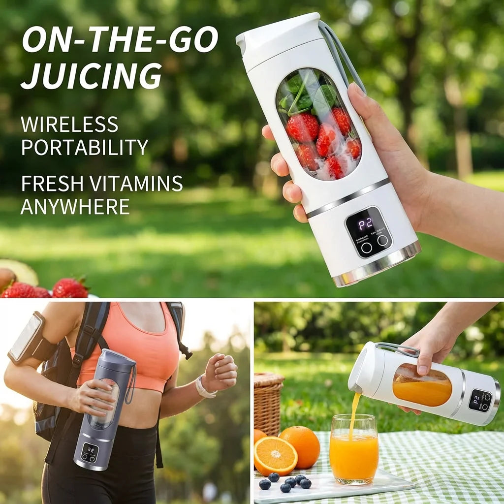 2025 Mini Electric Juicer with Powerful Motor 450ML Large Capacity Digital Display Crushed Ice Household Charging Juice Cup Oasis Select