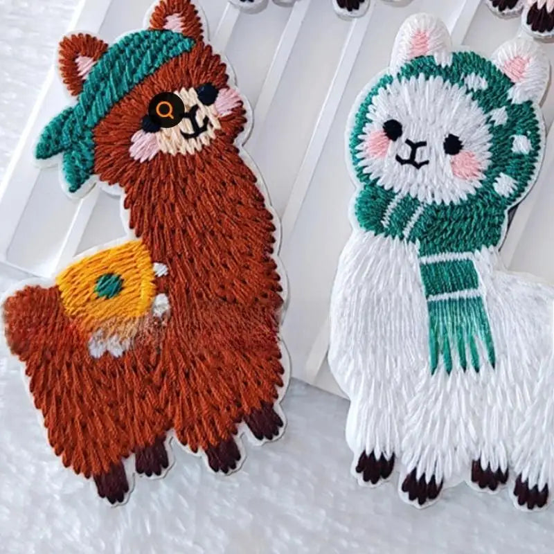 6Pcs Cartoon Llama Computer Embroidery Patch Towel Embroidery Patch For Clothing Decoration Bag Repair Durable Fabric Sticker Oasis Select