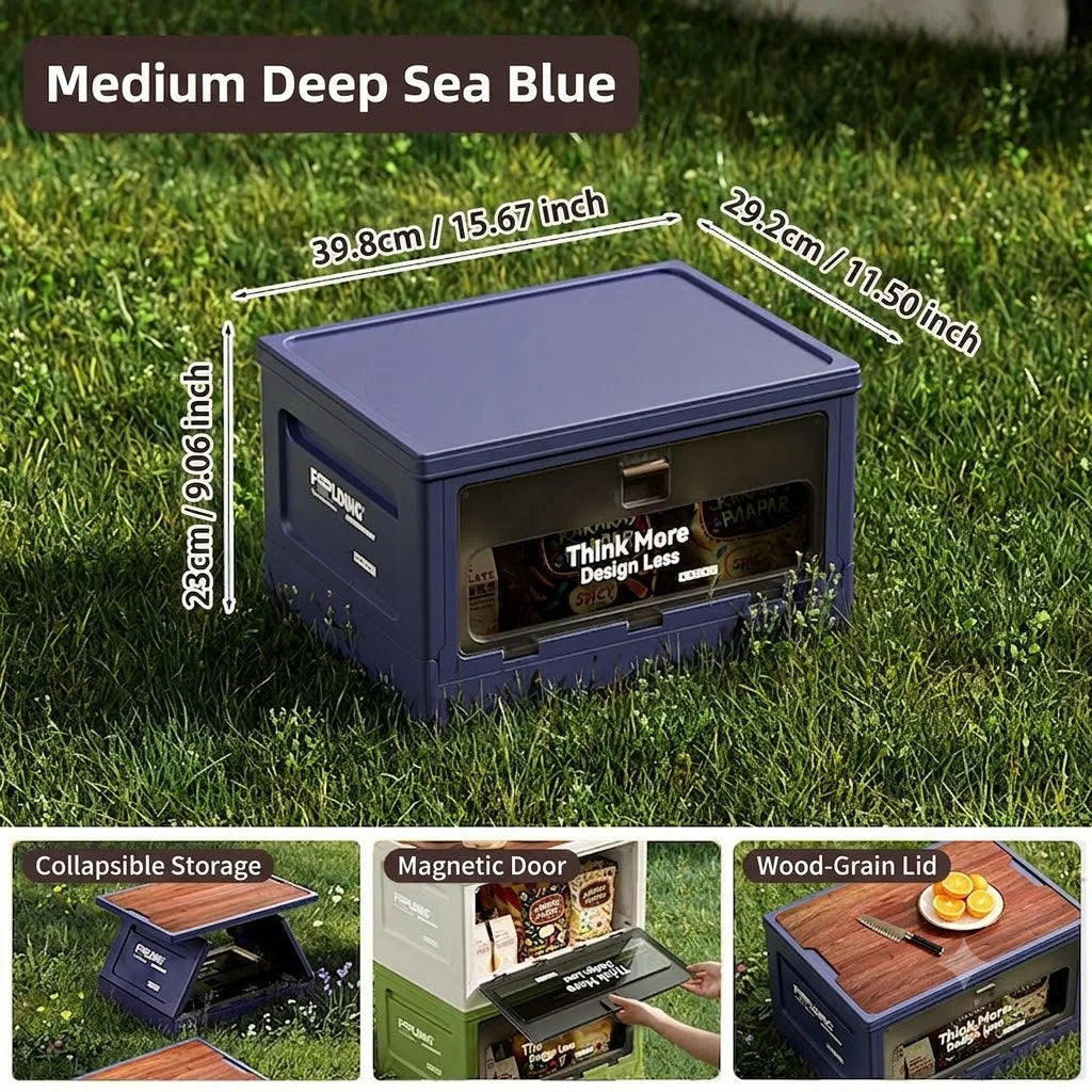 Outdoor camping revenue box with side-opening large-sized tent cover folding box for vehicle trunk organization and storage Oasis Select blue