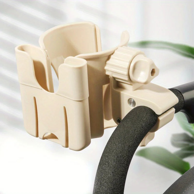 1pcs 2-in-1 Universal Stroller Water Cup Holder With Phone Holder, Universal Bottle Holder For Wheelchair stroller Accessories Oasis Select Beige