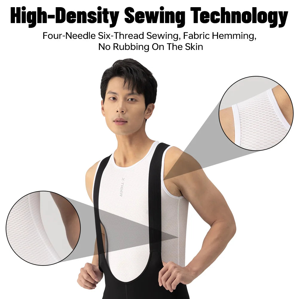 X-TIGER Men Cycling Undershirt Sports Quick Dry Cycling Base Layer Vest High Elastici Breathable Sleeveless Road Bike Undershirt Oasis Select