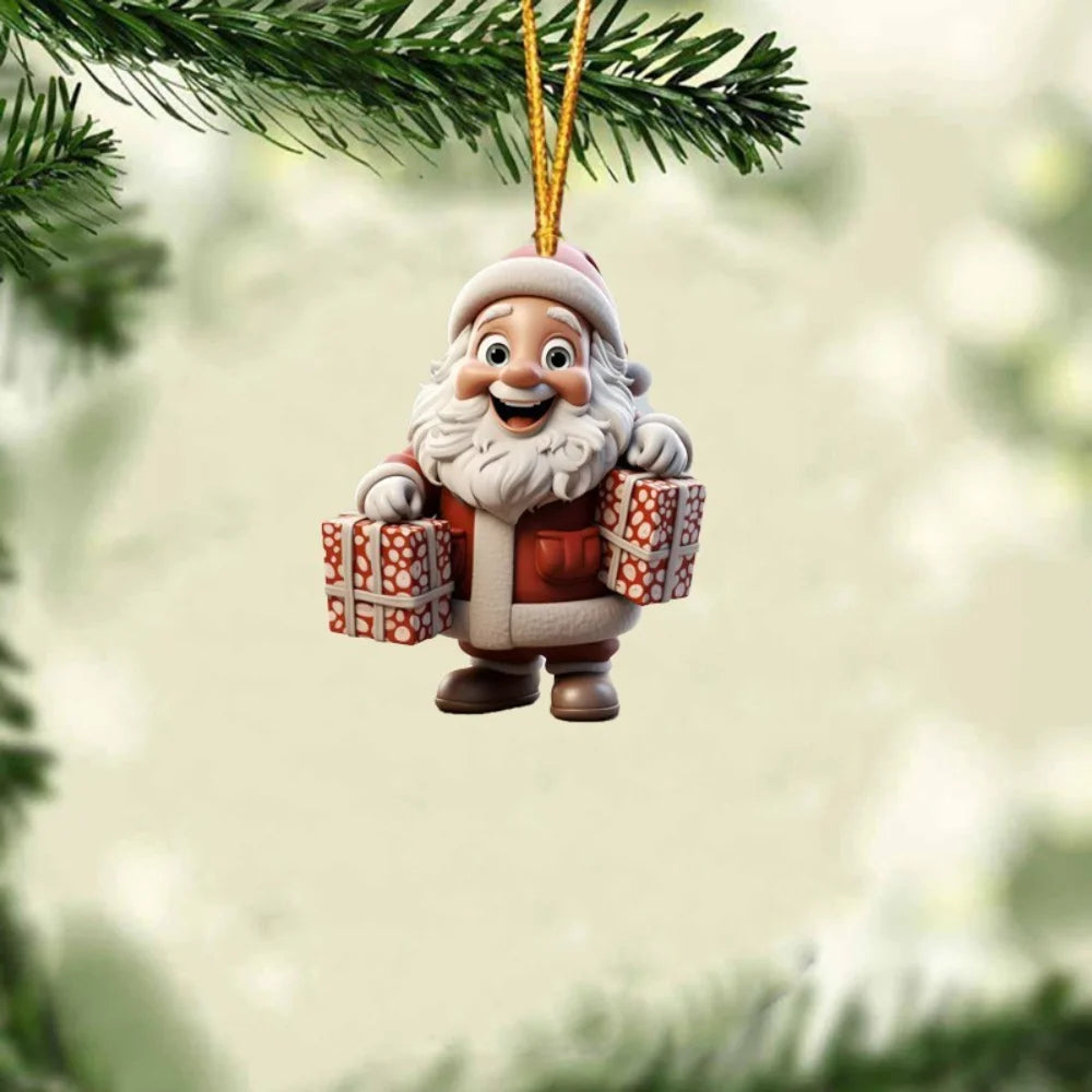 2D Santa Claus Acrylic Christmas Tree Hanging Ornament | 8cm