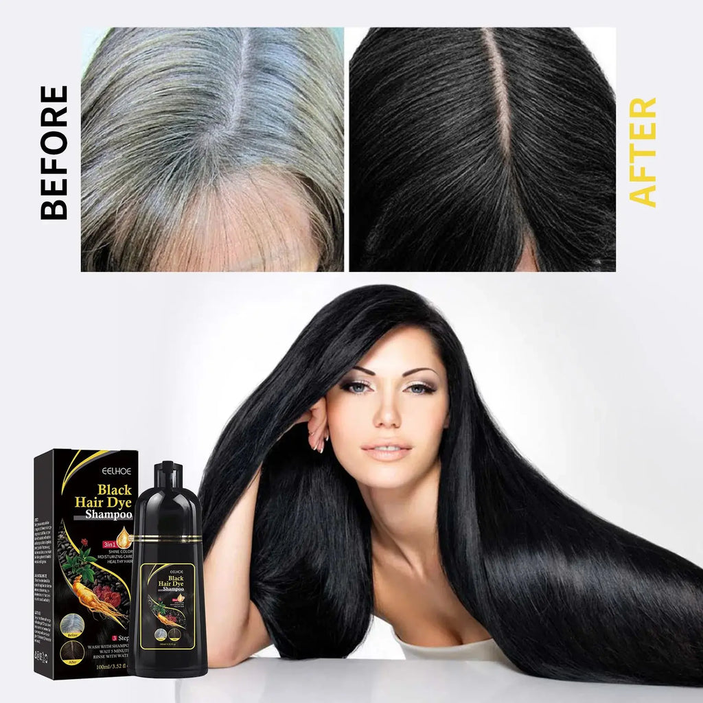 EELHOE Gray Hair Color Dye Shampoo – Natural Black Restore Hair Dye Shampoo Oasis Select
