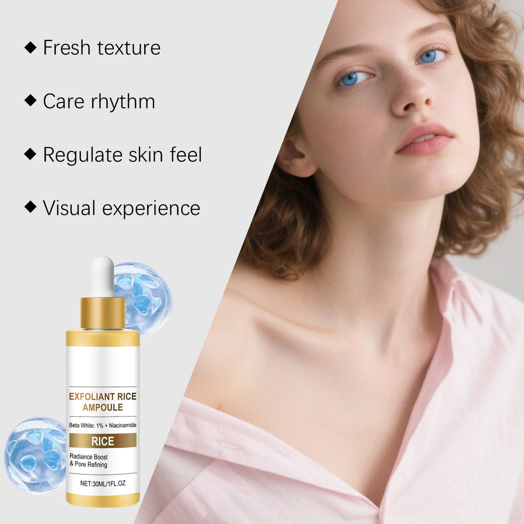 Brightening Essence Exfoliant Black Rice Ampoule Daily Soft Exfoliating Face and Body Scrub Dead Skin Cells Remover Facial Serum Oasis Select