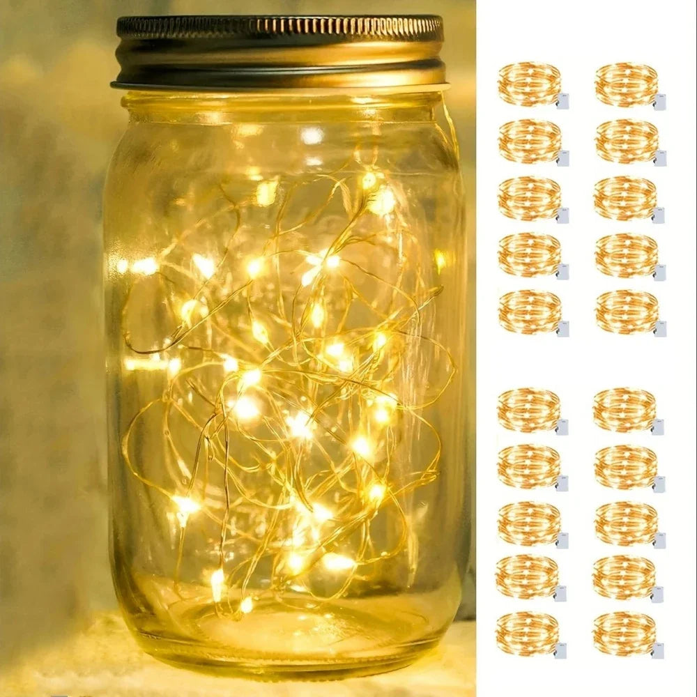 10/20pcs LED String Lights Copper Silver Wire Garland Light 3 Modes LR44 Battery Fairy Lights for Christmas Wedding Party Decor Oasis Select