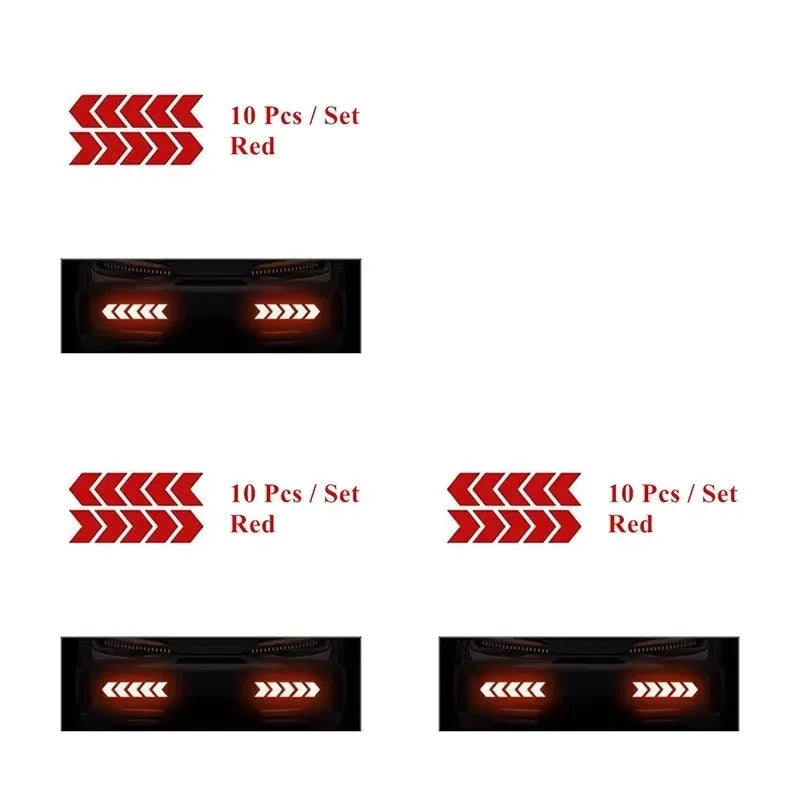 1/2/3set Car Bumper Reflective Safety Strip Stickers Car Arrow Reflective Sticker Reflective Warning Safety Tape Oasis Select Red-3set